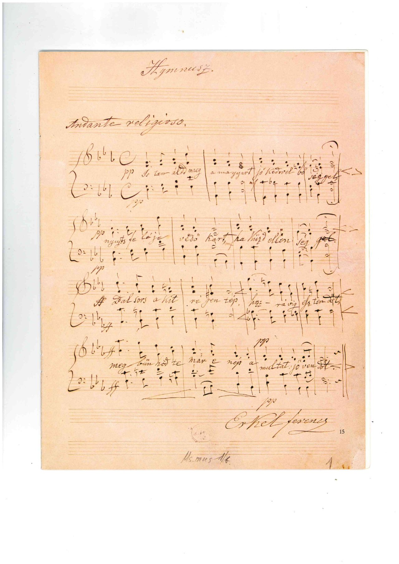 Erkel Hymnusz karpartitúra - manuscript 1880 körülről_page-0001