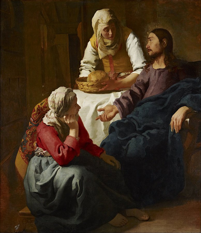 Jan Vermeer van Delft, Krisztus Mária és Márta házában (f.Wikipedia)