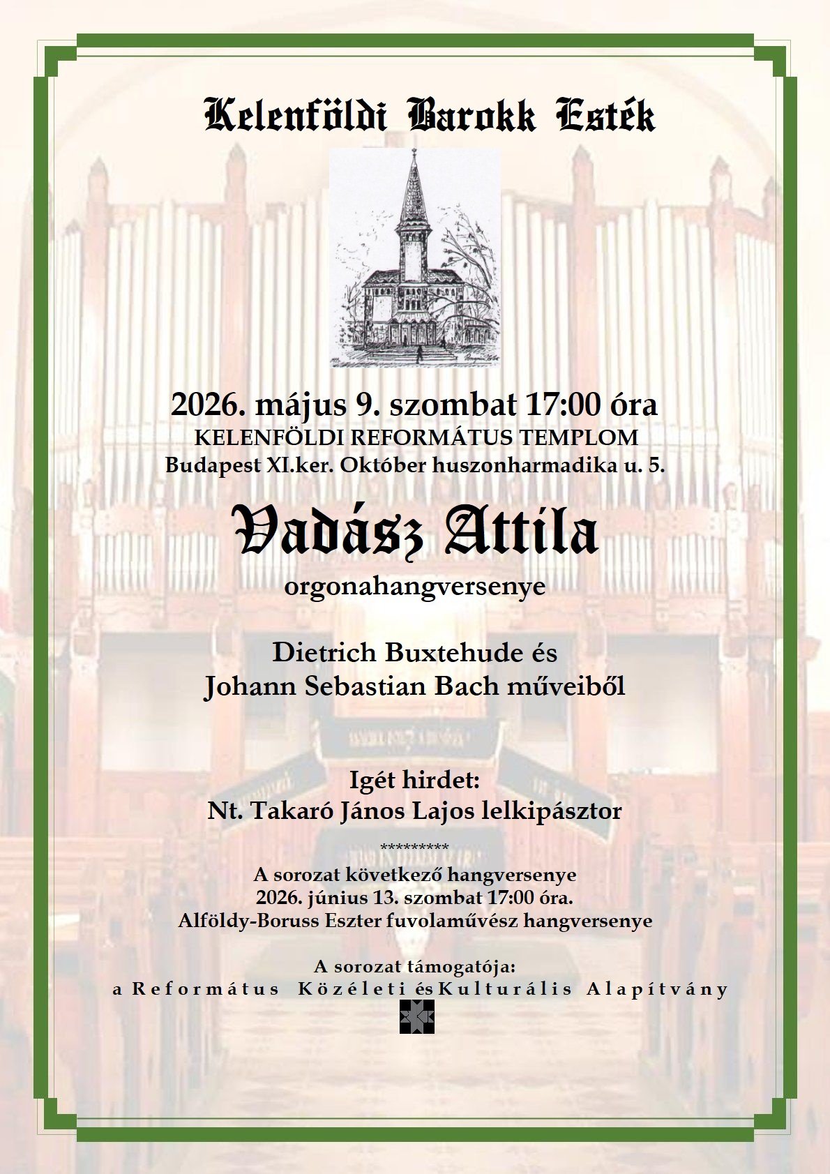 Vadász Attila kelenföldi Barokk Esték plakát 2026 május